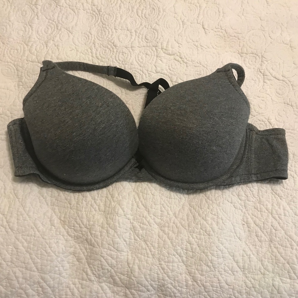 Cacique cotton boost plunge dark heather gray bra (44B)